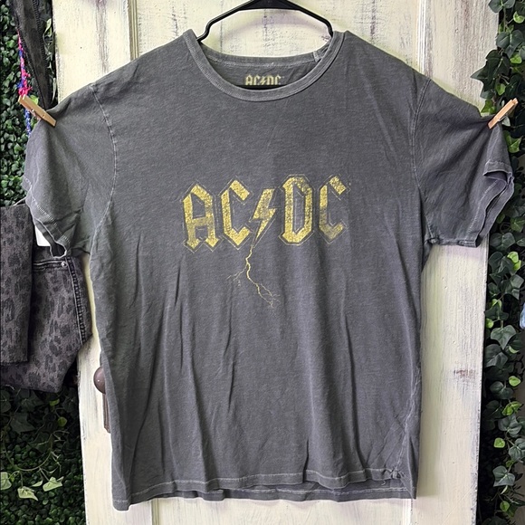 Lucky Brand | Shirts | Acdc Gray Tshirt With Gold Logo | Poshmark